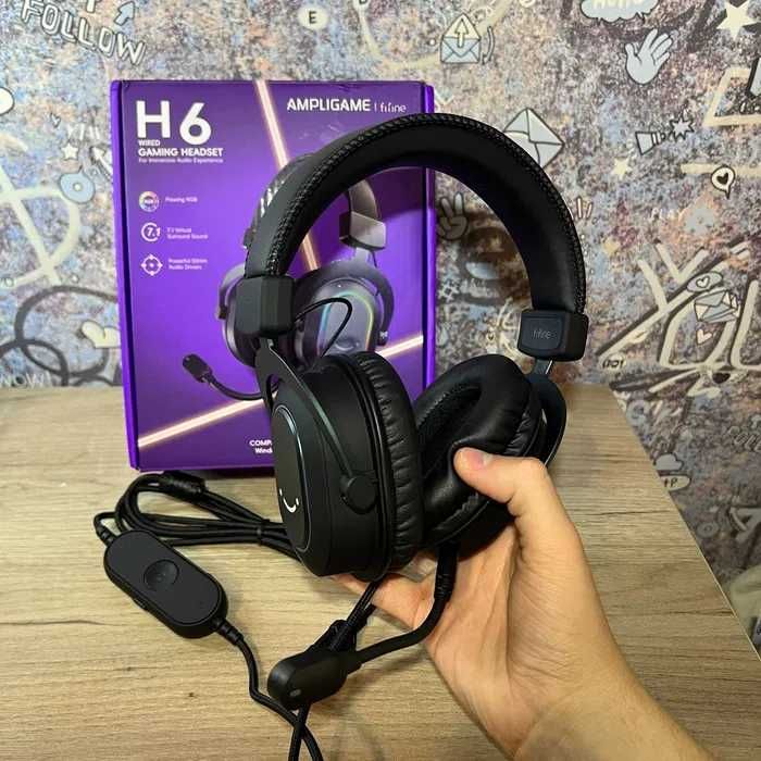 (НОВІ) FiFine H6 RGB | Геймерські навушники 7.1, USB