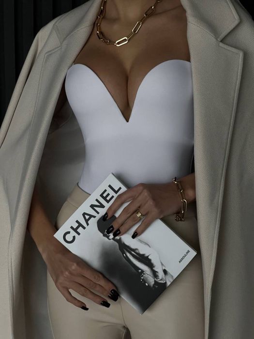 Боді Miss Diamond жіночий облягаючий з подвійним пуш ап білий xs/s
