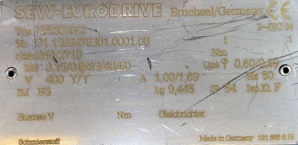 silnik elektryczny 0,15/0,6kW 660/2710obr. 3fazowy SEW do reduktora