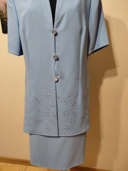 Komplet damski, żakiet dłuższy i spódnica marki Weill, rozmiar L/XL