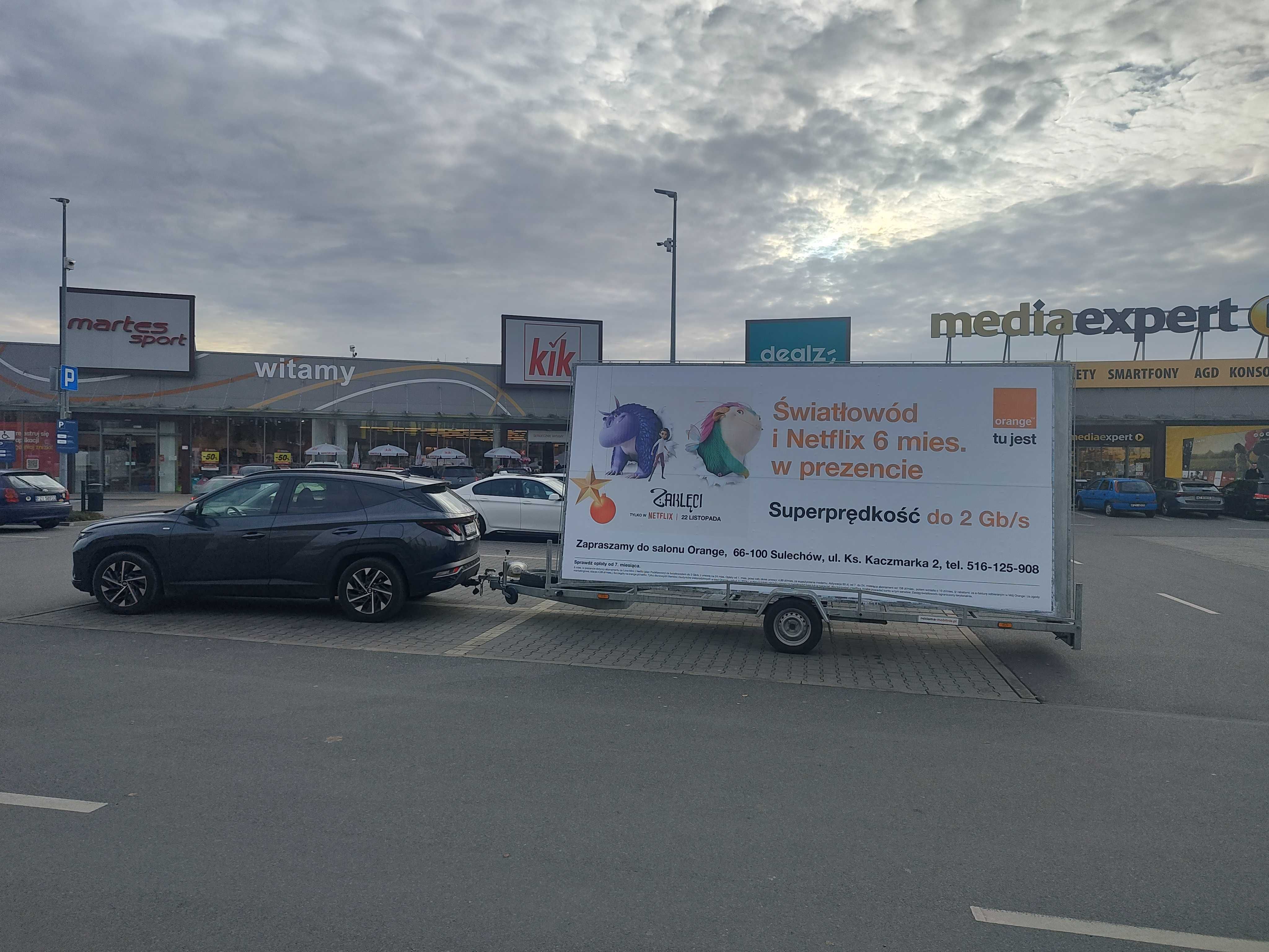 Reklama mobilna, przyczepa reklamowa, mobilny billboard Gorzów Wlkp.
