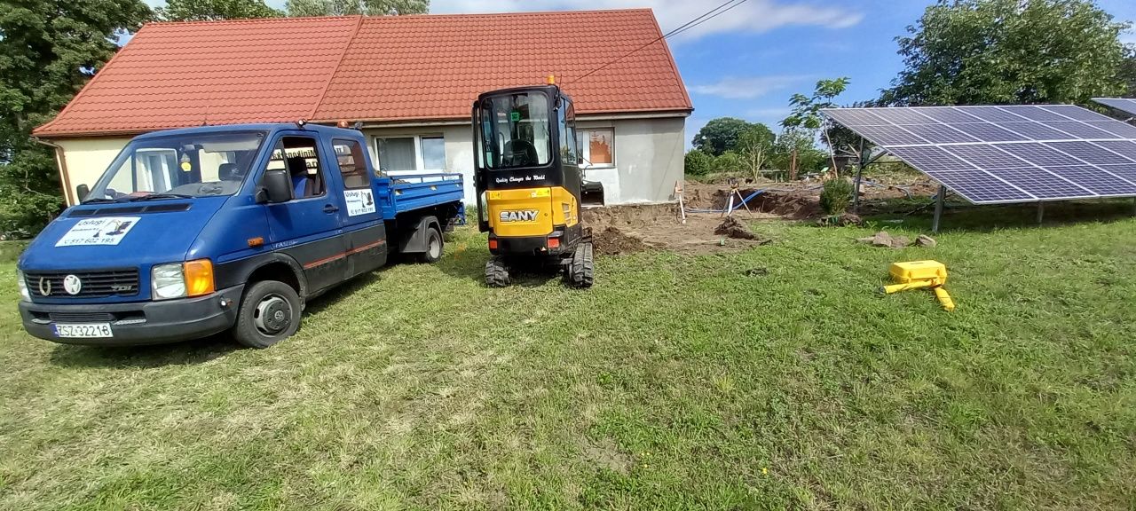 Usługi minikoparką/wiertnica/transport/laweta/frezowanie pni