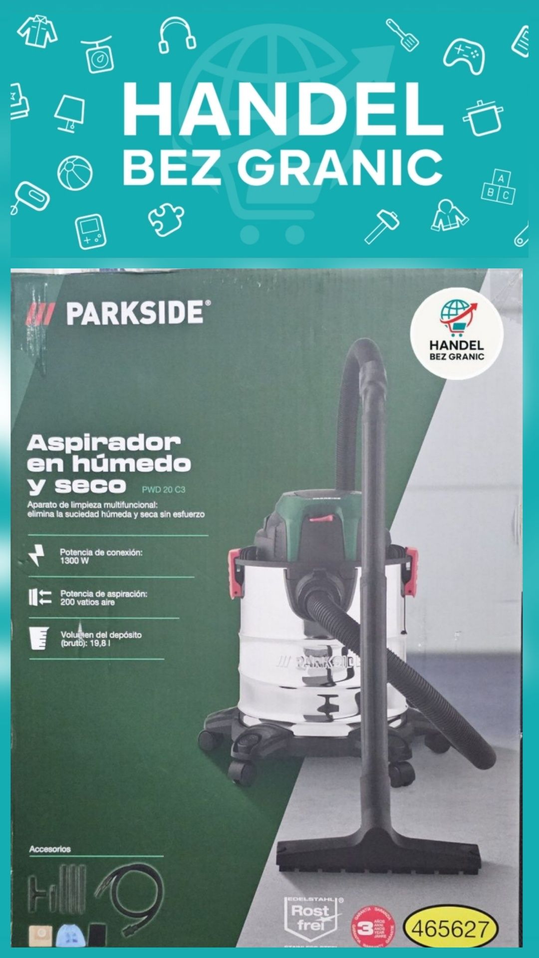PARKSIDE® Odkurzacz do pracy na mokro i sucho Parkside PWD 20 C3