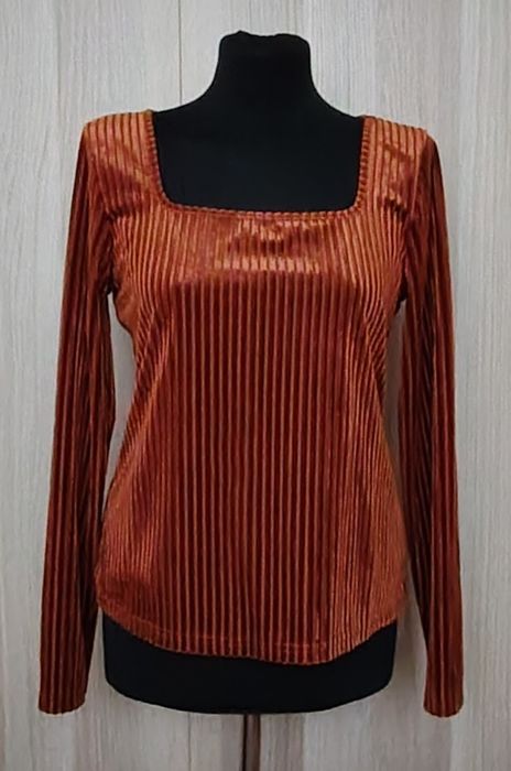 Karmelowa bluzka damska welurowa L