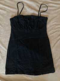 Чёрное джинсовое платье, размер L