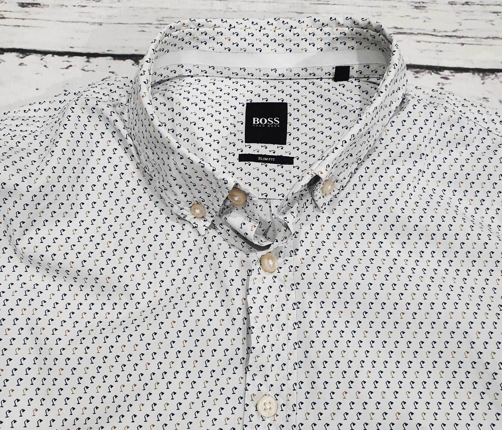 HUGO BOSS * slim fit * koszula * wzory * męska * L