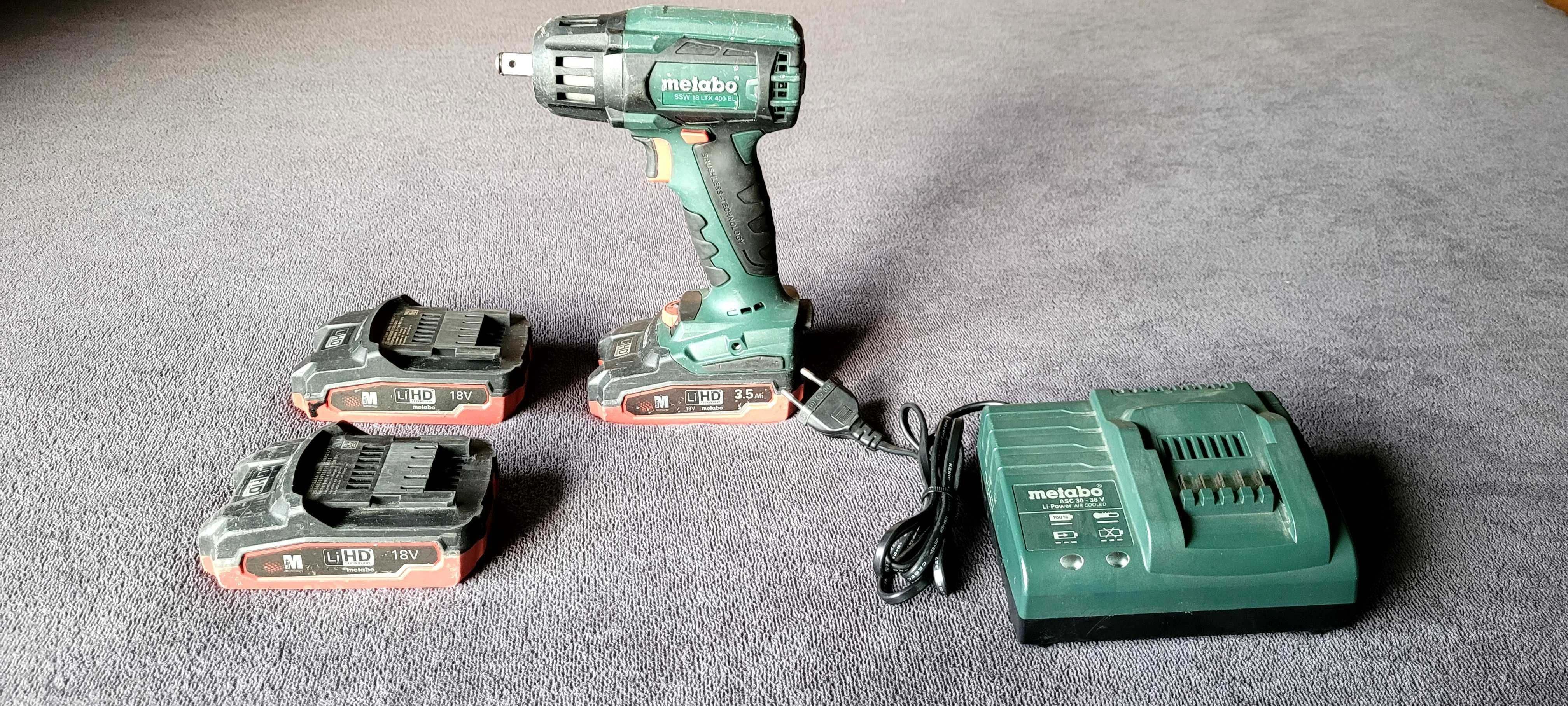 METABO SSW 18 LTX 400 BL zakrętarka udarowa   + 3 AKKU + ładowarka