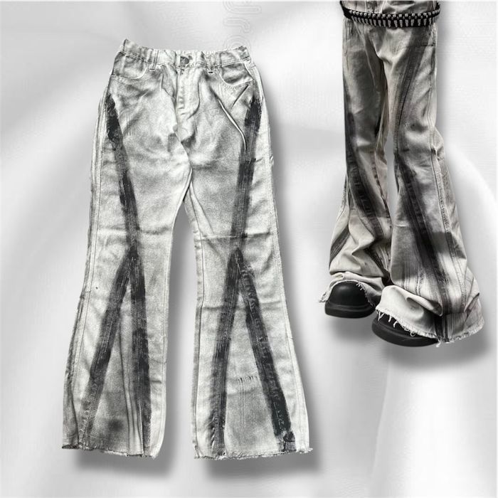 Opium flared jeans y2k реп джинсы клеш опиум білі фларед кльош джинси