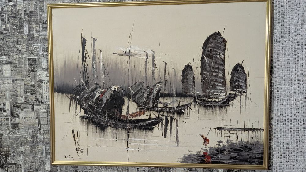 Картина Оліні фарби Yip Po Wang 63 см х 47см  старенька