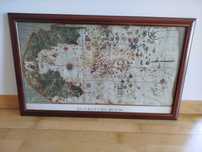 Quadro com belíssima Gravura "Carta de Juan de la Cosa - Ano 1500"