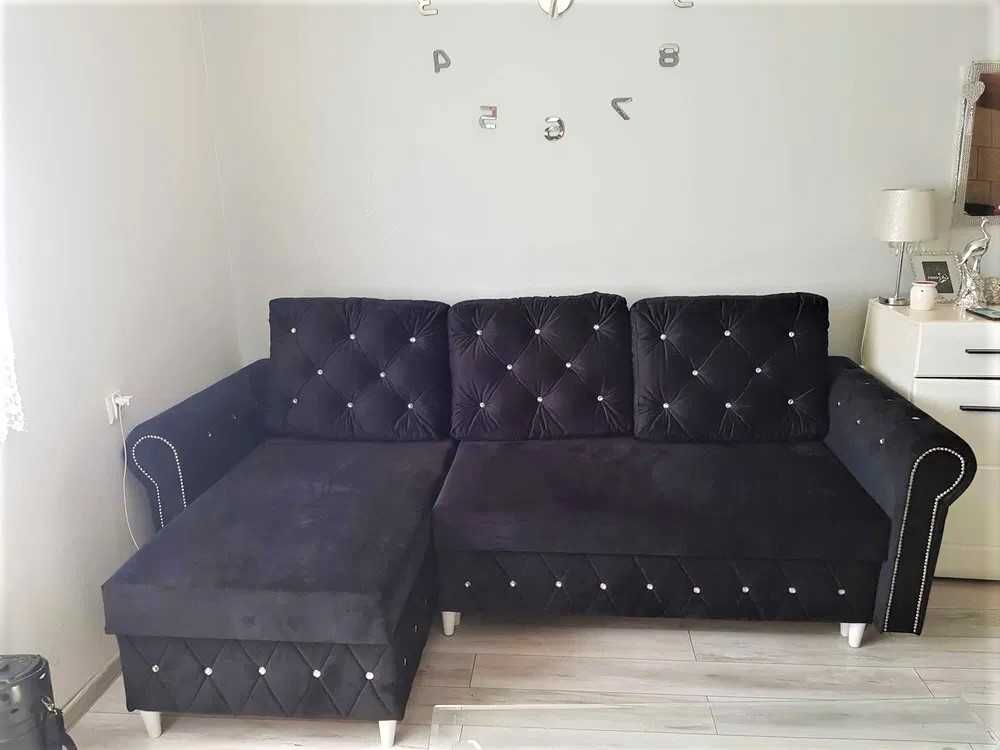 RATY narożnik glamour rozkładany CHESTERFIELD sofa łóżko kanapa
