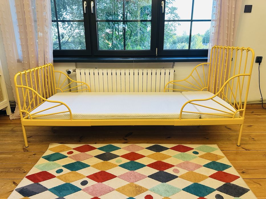 Ikea Minnen łóżko z materacem dzieciece 80x200 żółte rzadki kolor