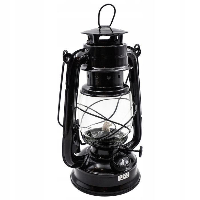 Stylowa Retro Lampa Naftowa Z Knotem Czarna 24cm