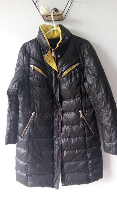 Czarno żółty pikowany płaszcz kurtka RESERVED CASUAL 42/44