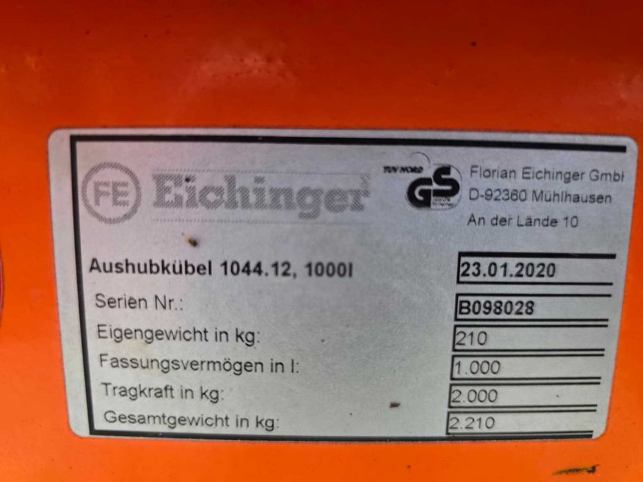 Pojemnik zbiornik dźwigowy 1000L SAMOWYŁADOWCZY EICHINGER Gruz NR. 58
