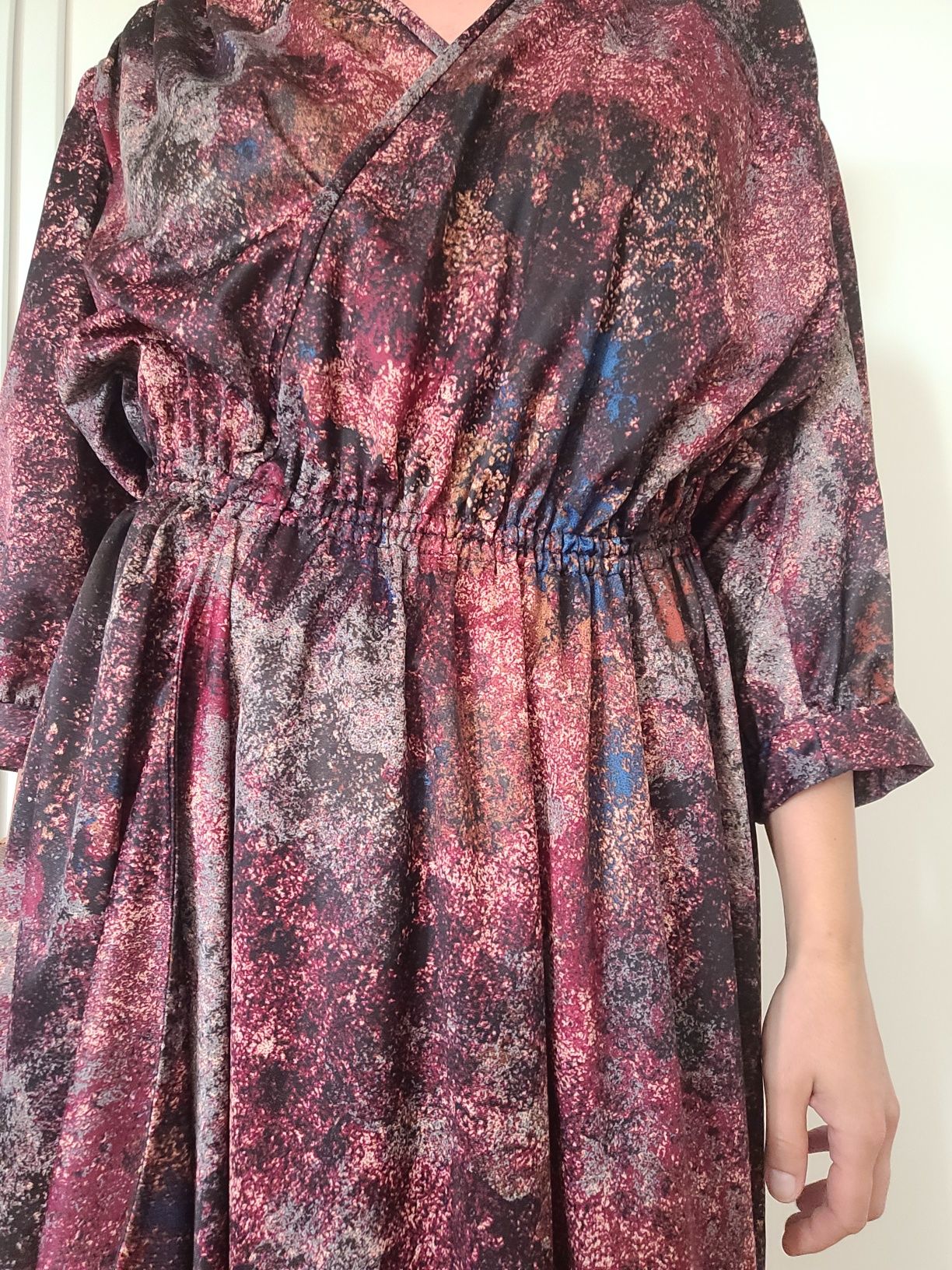 Piękna długa kolorowa sukienka oversize boho handmade