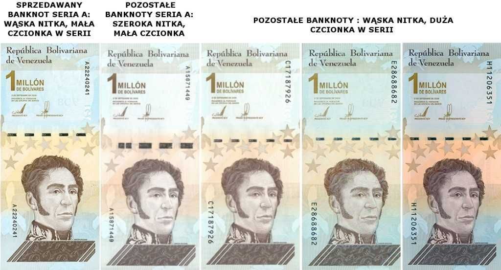 Banknot 1 milion bolivares 2020 seria A RZADKI UNC!!!