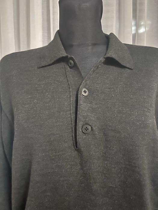 Męski sweter März z wełny – grafitowy, z kołnierzykiem, elegancki L/XL