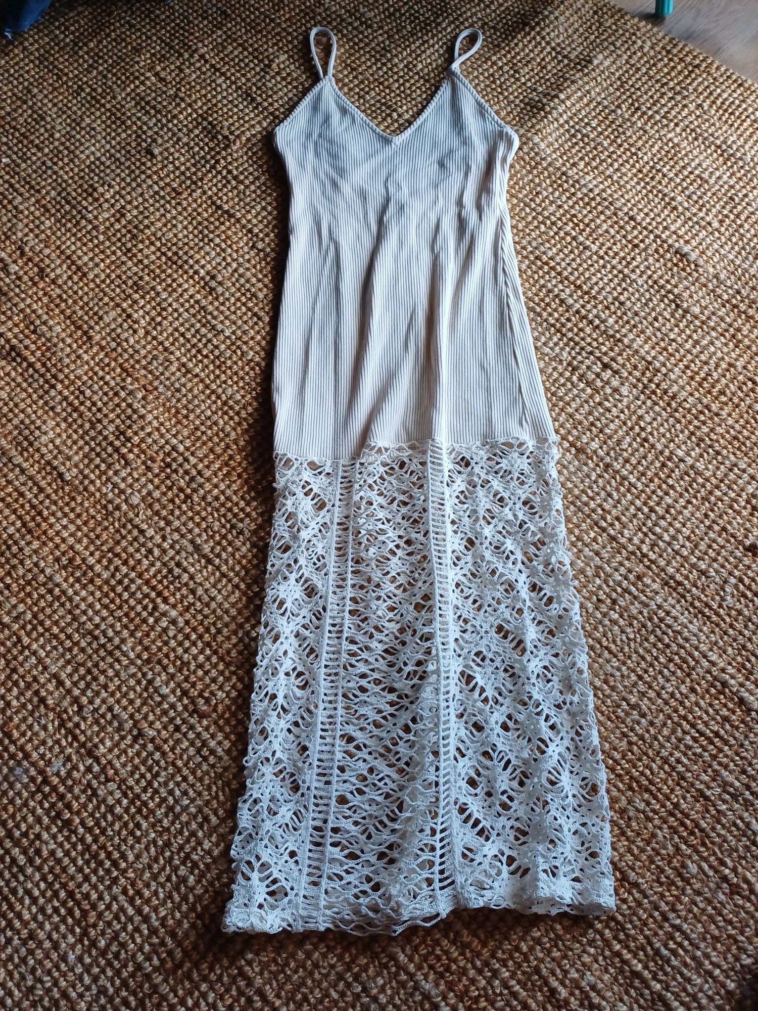 Sukienka letnia plażowa boho koronka ażurowa Zara 36 S
