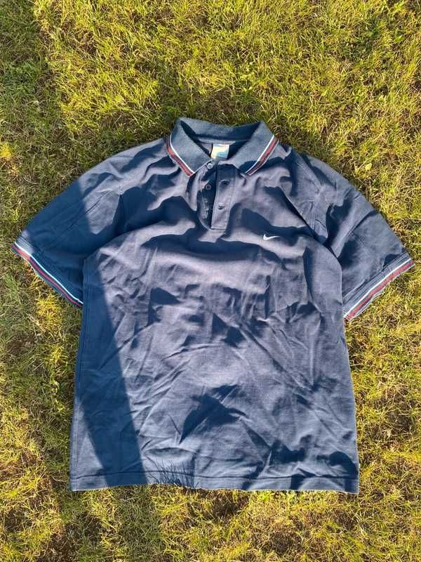 Koszulka Polo Nike vintage Y2k swoosh haft logo navy granatowy L