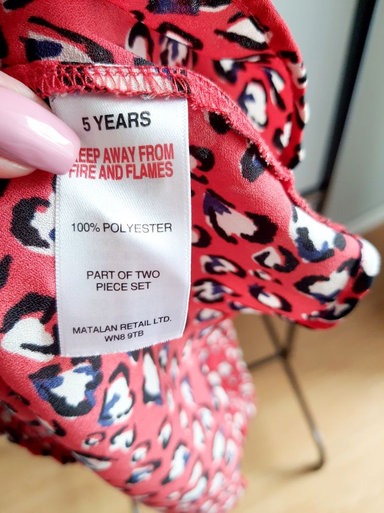 Sukienka z kołnierzykiem w panterkę Matalan 110cm