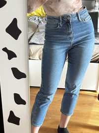 niebieskie granatowe spodnie jeansy MOM lift & shape new look