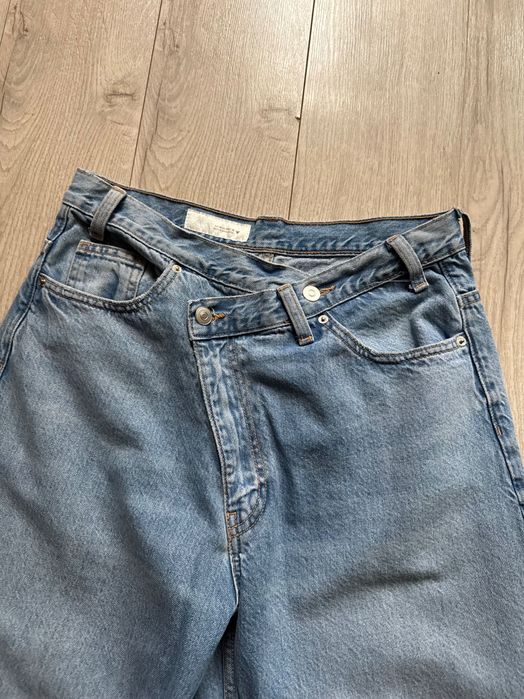 Zara широкі джинси з асиметричним поясом палаццо розмір 40