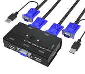 Yinker 2-Portowy Przełącznik KVM VGA z USB do Klawiatury i Myszy