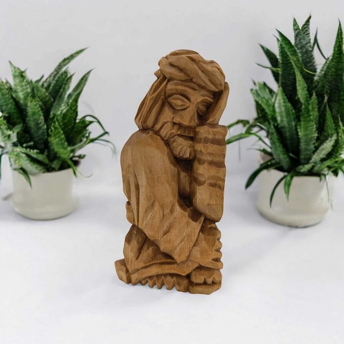 Rzeźba Jezus Chrystus Frasobliwy 20 cm Jasny Lewa Dłoń