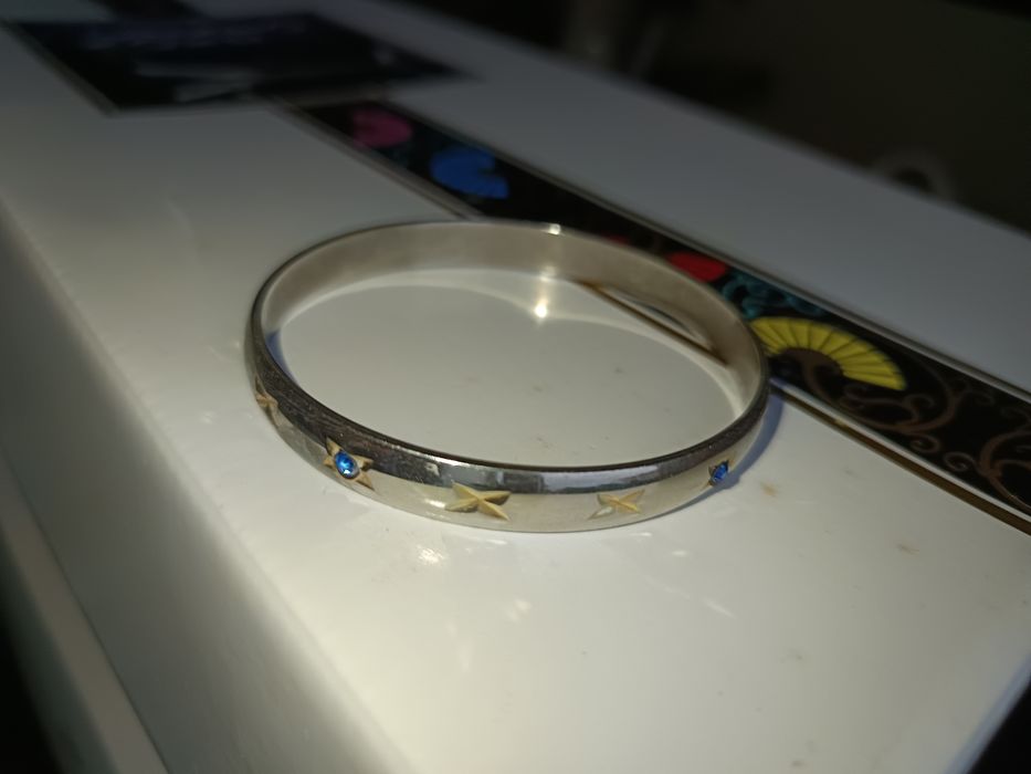 Anel antigo com pedra e pulceira prata da lei 925de prata antigaColar