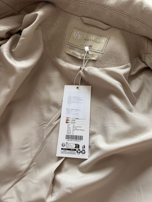 Нове Пальто New Yorker молочного , бежевого кольору xs/s 34