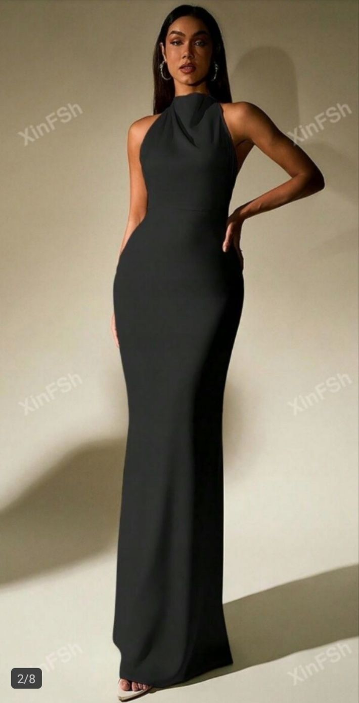 SHEIN czarna wieczorowa sukienka maxi S/M 36-38 koniec roku bal