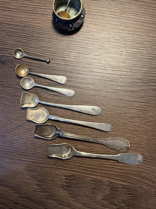 Lyzeczki do przypraw soli srebro francja niemcy austria anglia xix w