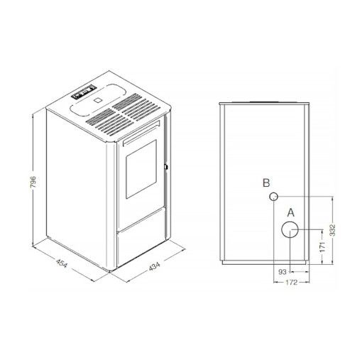 Piec kominek na pellet Thelma 9 kW z nadmuchem czarny
