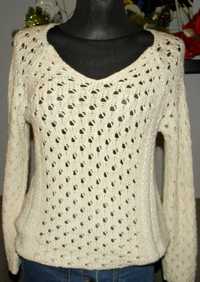 Sweter akrylik żakardowy jasno -kremowy nowy rM/L(38/40) imp.Turcja