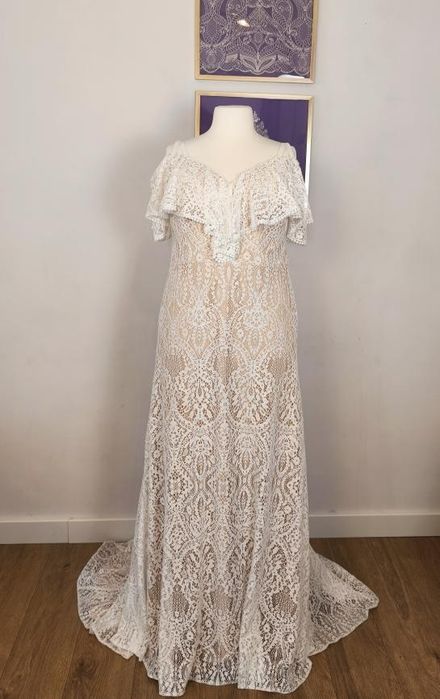 Suknia ślubna styl boho, pluse size 48