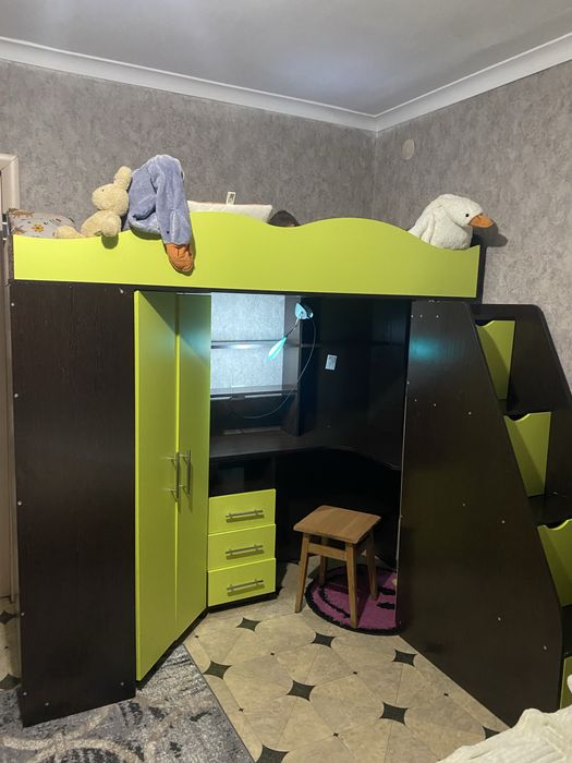 Дитяче ліжко, Ліжко горище, кровать чердак, шкаф стіл