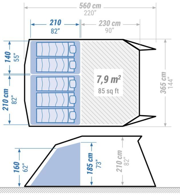 Tenda Air Seconds 5.2 Fresh&Black para 5 pessoas quechua decathlon