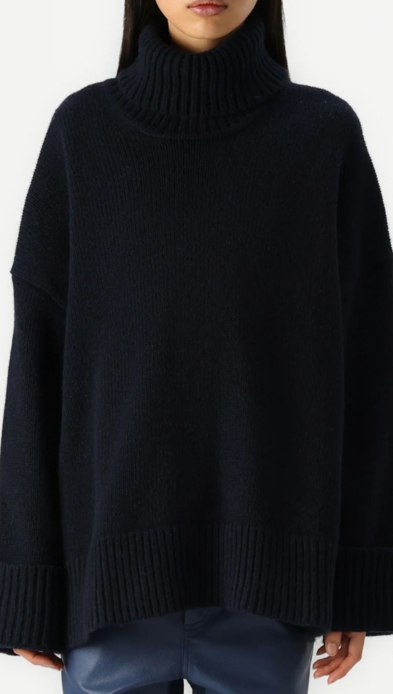 Massimo Dutti granatowy sweter damski kaszmir z wełną L