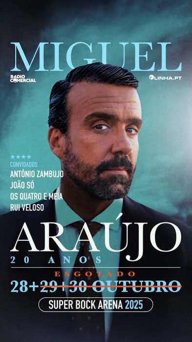 2 Bilhetes Miguel Araujo 28 Outubro