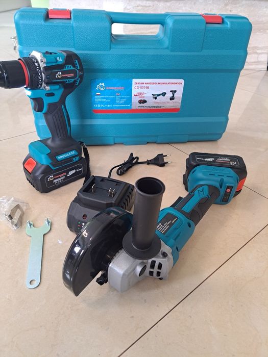 Zestaw szlifierka aku z reg i wkrętarka aku 48v 2xaku
