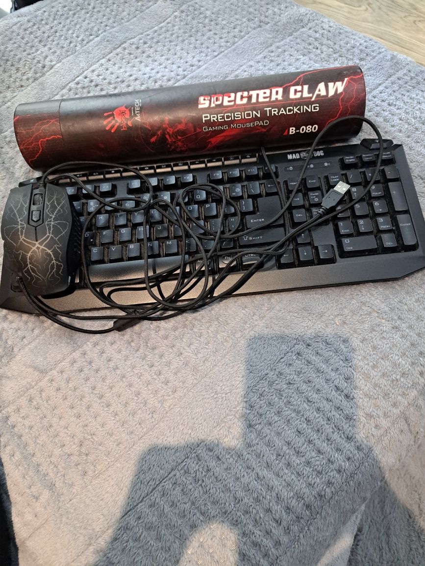 Sprzedam Klawiaturę Mad Dog Gk 700+Mysz tracę killer,mata A4Tech Blood