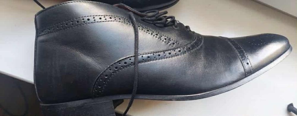 Męskie skórzane botki czarne