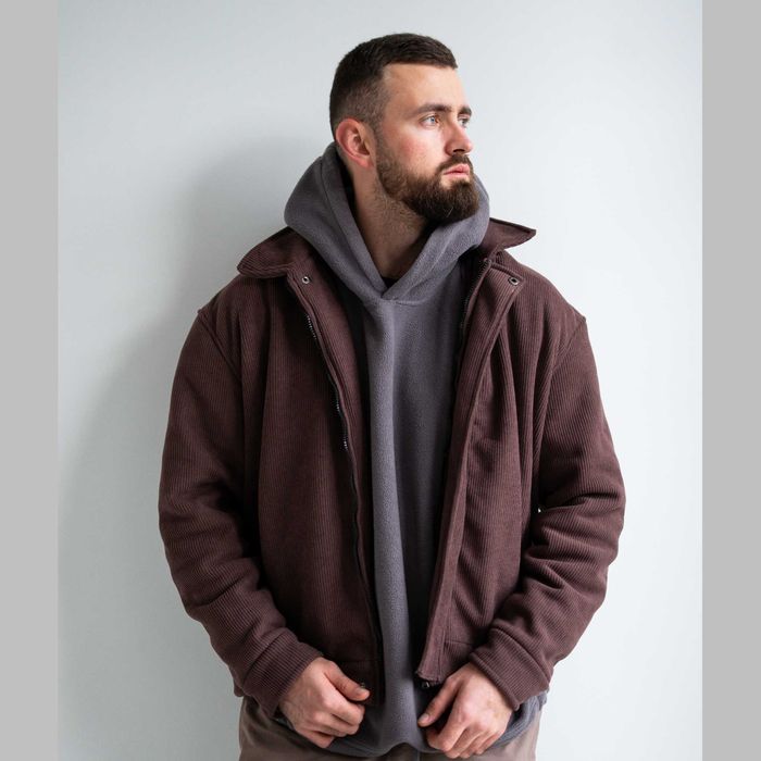 Куртка чоловіча мікровельвет з начосом мужской зима 10700