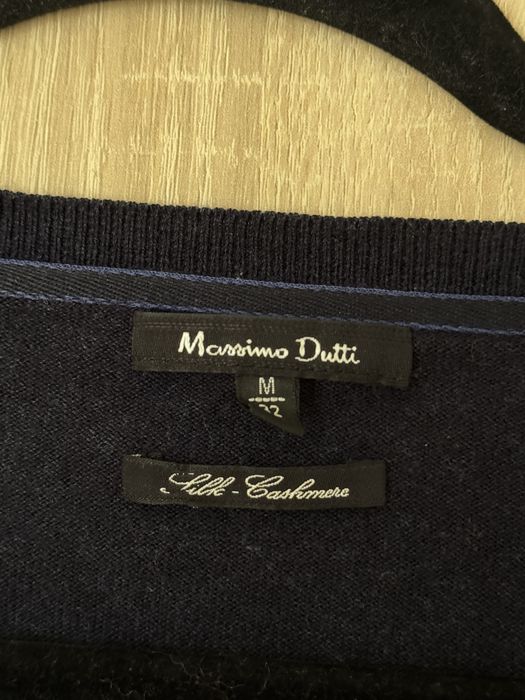 Sweter Massimo Dutti M 70% silk 10% kaszmir 20% bawełna w serek jedwab