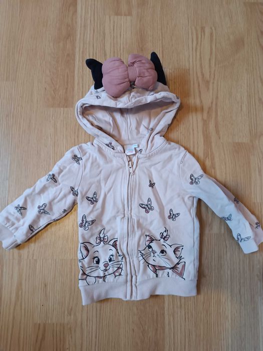 Bluza na zamek z kotami i kapturem z kokardą