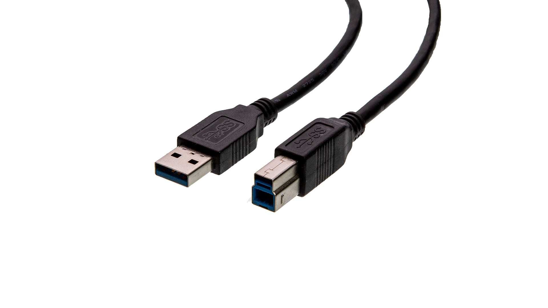 Amphenol USB 3.0 A Male to B Male Cable, Black 1.5м