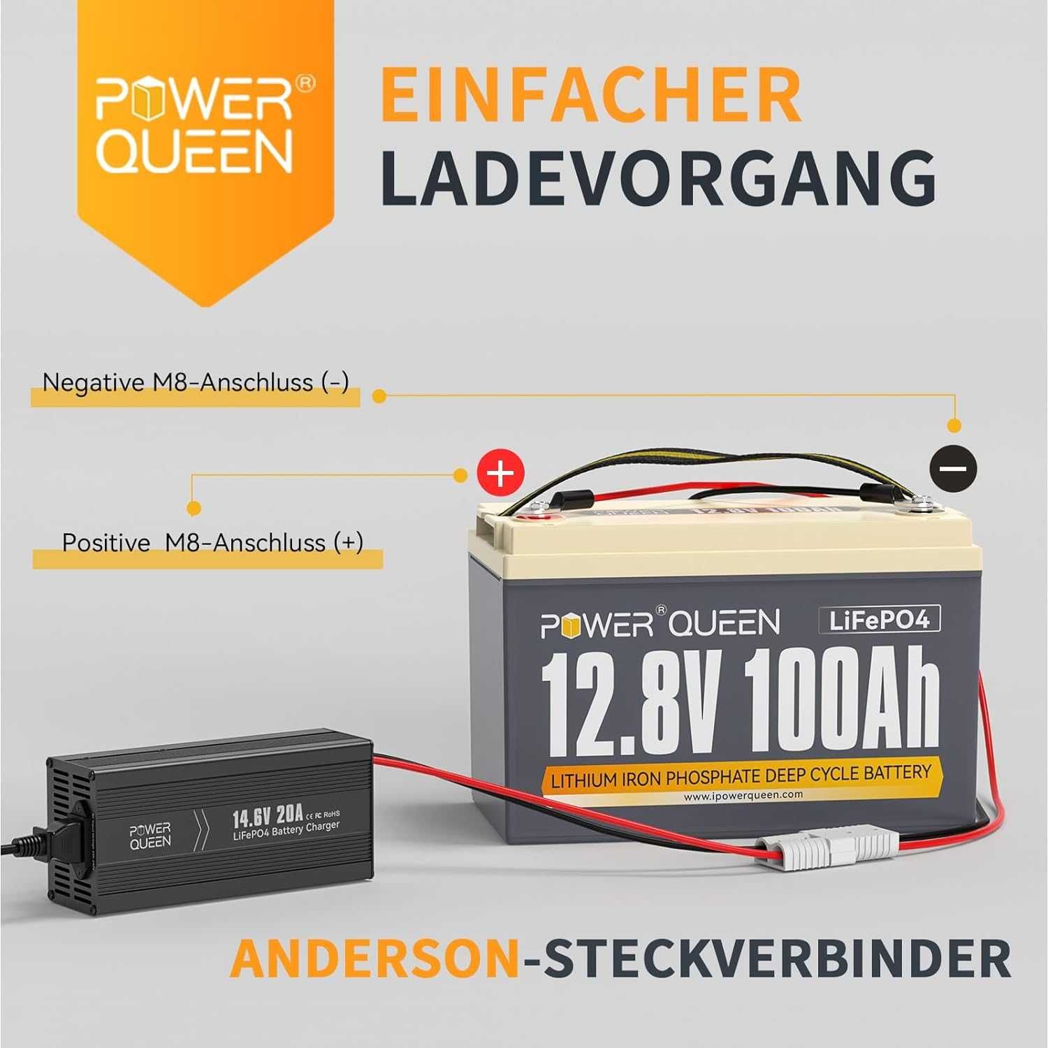 Зарядное устройство Power Queen 20 А LiFePO4 Зарядка для аккумулятора