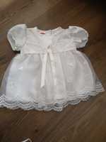 Sukienka niemowlęca biała do chrztu elegancka 6 - 12 msc