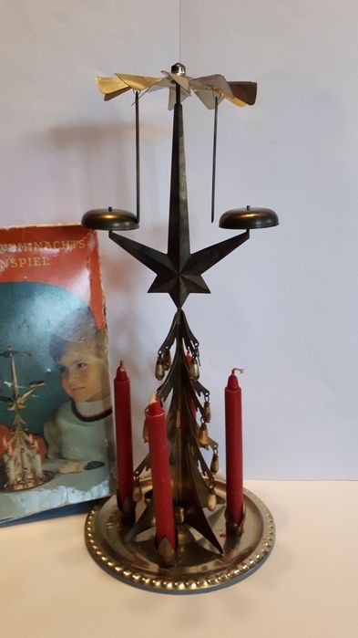 Stara choinka karuzela świecznik adwentowy metalowa Vintage  PRL DDR